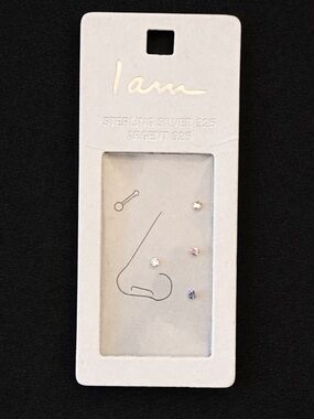 I Am Sterling Silver Multi-Color Nose Stud Set